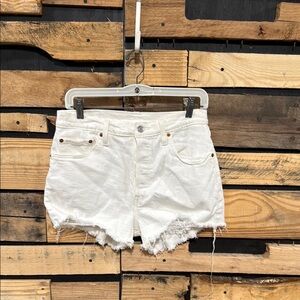 Levi's 501 Women Size 29 Original‎ Fit High Rise Distressed White Jean Shorts